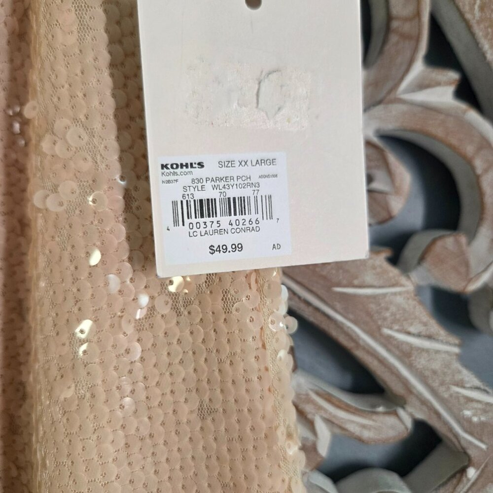 Women's LC Lauren Conrad Sequin Midi Slip Skirt Pink Peach Size XXL - Picture 4 of 8